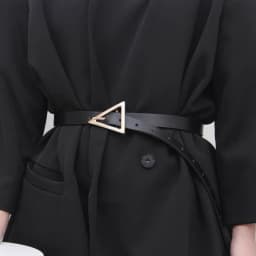 Women Thin Belt Simple Triangle Metal Buckle PU Leather Waistband for Lady Dress Jeans Decorative Skinny Waist Straps Girdle