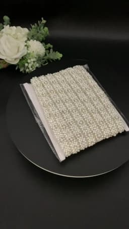 JLZXSY Pearl Rhinestone Applique, Crystal Belt Trim for Dresses, 1 Yard Sparkly Applique Sew or Iron on Wedding Dress Sash