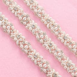 JLZXSY Pearl Rhinestone Applique, Crystal Belt Trim for Dresses, 1 Yard Sparkly Applique Sew or Iron on Wedding Dress Sash
