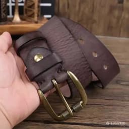 Thickened American Retro Handmade Men's Leather Belt with Pure Cowhide Copper Buckle Jeans Leather Waist