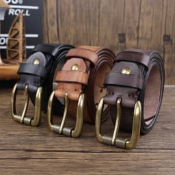 Thickened American Retro Handmade Men's Leather Belt with Pure Cowhide Copper Buckle Jeans Leather Waist