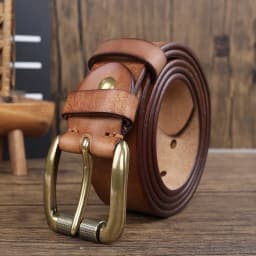 Thickened American Retro Handmade Men's Leather Belt with Pure Cowhide Copper Buckle Jeans Leather Waist