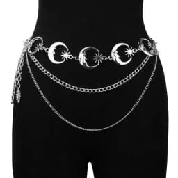 Women Star Moon Metal Waist Chain Multilayer Punk Gothic Golden Silver Hollow Chain Belt Female Dress Jewelry Body Chain
