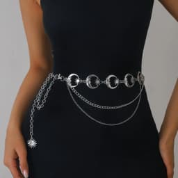Women Star Moon Metal Waist Chain Multilayer Punk Gothic Golden Silver Hollow Chain Belt Female Dress Jewelry Body Chain