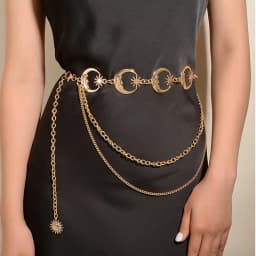Women Star Moon Metal Waist Chain Multilayer Punk Gothic Golden Silver Hollow Chain Belt Female Dress Jewelry Body Chain