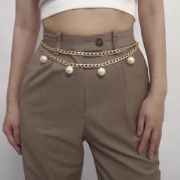 New Elegant Pearl Women Chain Belt Fashion Shell Metal Lady Waist Belts Thin Slim Dress Long Waistbands Straps Banquet Wedding
