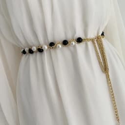 New Elegant Pearl Women Chain Belt Fashion Shell Metal Lady Waist Belts Thin Slim Dress Long Waistbands Straps Banquet Wedding