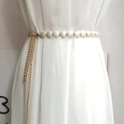 New Elegant Pearl Women Chain Belt Fashion Shell Metal Lady Waist Belts Thin Slim Dress Long Waistbands Straps Banquet Wedding