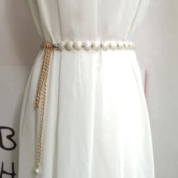 New Elegant Pearl Women Chain Belt Fashion Shell Metal Lady Waist Belts Thin Slim Dress Long Waistbands Straps Banquet Wedding