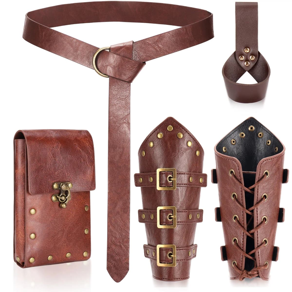 Renaissance Medieval Belt Skirt Hiking Viking Horn Design Leather Cover for Sword Frog Accessory
