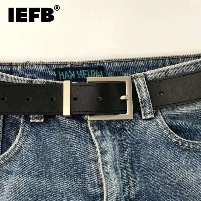 IEFB Brown Square Buckle Wide Belt Female Wild Decoration With Skirt Jeans Suit Students Accessories Fashion Belts Male Simple