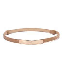 Belt Dress Simple Versatile Fashion Women Leather Belt Thin Skinny Metal Gold Elastic Buckle Waistband Belt Dress Accessories