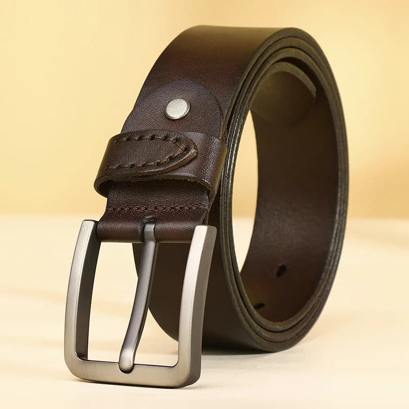 3.8CM Cowhide Belt Men Buckle Top Genuine Leather All-match Casual Jeans Belts High Quality Male Genuine Leather Belt For Men