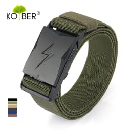 KOLBER Magnetic Elastic Belt for Men Quick Release Buckle Tactical Outdoor Belt Premium Nylon Casual Belt Stretch Waistband Male