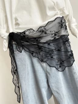 Fashion Fart Curtain Women's Lace Belt Stacked Wearing Triangular Scarf Hem Skirt Waist Seal Rope Silk Scarf Decorative Pants