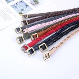 ladies fashion leather squrae buckle knitted braided weaving belts for women dresses female waist rope casual luxury straps