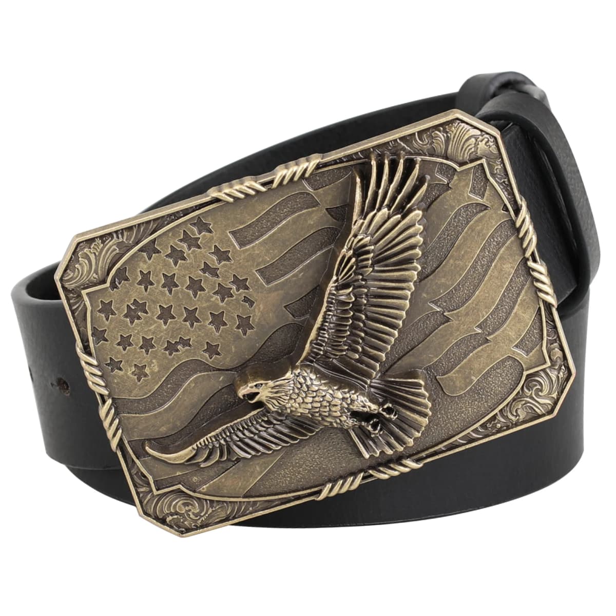 Men's Square Winged Eagle Buckle Genuine Leather Belt Stylish Accessory for Casual Wear