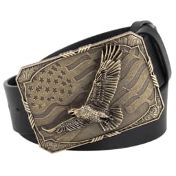 Men's Square Winged Eagle Buckle Genuine Leather Belt Stylish Accessory for Casual Wear