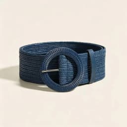 5CM X100CM Woven Wide Belt Women Retro Round Buckle Elastic Waist Decorative Cross Border Supply Navy Blue High Quality Fashion