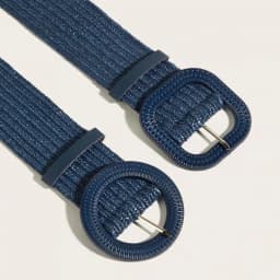 5CM X100CM Woven Wide Belt Women Retro Round Buckle Elastic Waist Decorative Cross Border Supply Navy Blue High Quality Fashion