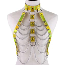 Punk Holographic Body Chain Harness Top Punk Women Holo Rainbow Waist Jewelry Festival Rave Outfit Designer Belt Women