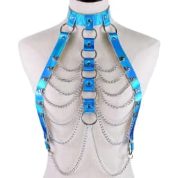 Punk Holographic Body Chain Harness Top Punk Women Holo Rainbow Waist Jewelry Festival Rave Outfit Designer Belt Women
