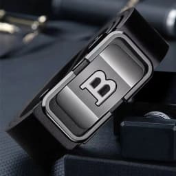 DINISITON New Fashion Men's Belt Toothless Automatic Buckle Belt Alloy Letter Button for Business Fashion High Quality Men'Strap