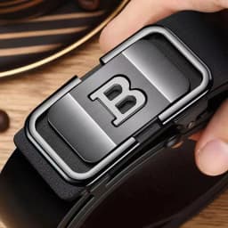 DINISITON New Fashion Men's Belt Toothless Automatic Buckle Belt Alloy Letter Button for Business Fashion High Quality Men'Strap