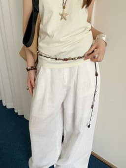 Wooden Bead Artisanal Hand-Woven Belt Versatile For Dresses Jeans And Women's Slenderizing Waist Rope