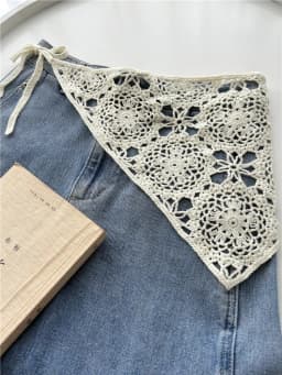 Retro Waist Crochet Stacked Triangular Towel Fart Curtain Knitted Fringed Waist Seal Women's Belt with Pants Headscarf Scarf