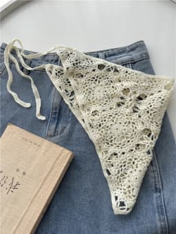 Retro Waist Crochet Stacked Triangular Towel Fart Curtain Knitted Fringed Waist Seal Women's Belt with Pants Headscarf Scarf