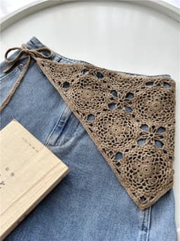 Retro Waist Crochet Stacked Triangular Towel Fart Curtain Knitted Fringed Waist Seal Women's Belt with Pants Headscarf Scarf