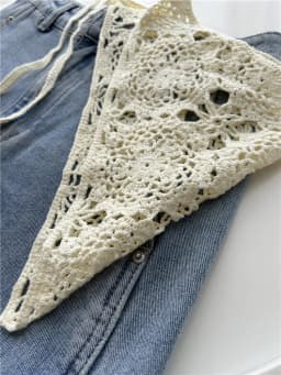 Retro Waist Crochet Stacked Triangular Towel Fart Curtain Knitted Fringed Waist Seal Women's Belt with Pants Headscarf Scarf