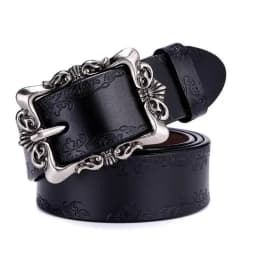 SupSindy Women Genuine Leather Belt Cowskin Casual Punk Luxury Brand Designer Belts For Women Jeans Waistband Female Black Strap
