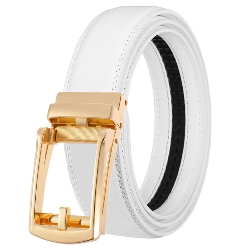 3.5cm Belt for Men Automatic Genuine Leather Belt Men Leather Ratchet Adjustable Real Ratchet Leather Dress Designer