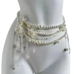 Fashionable Multi-layer Flower Tassel Waist Chain Retro Pearl Waist Chain For Women Girls Body Chain Clothing Accessories Gifts