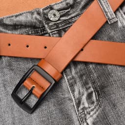 New High-end Men's PU Belt Fashionable Oval Alloy Buckle Exquisite Fit Style Durable and Versatile Jeans Casual Pants Belt