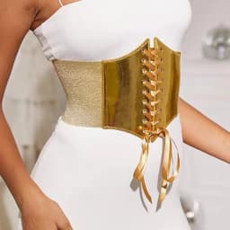 Fashion Gold Silver Lace Up Belt Elastic Female Waistband Dress Skirt Coat Decorative