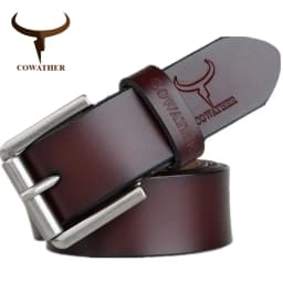 COWATHER cow genuine leather mens belt for men high quality luxury three colors 100-130cm belt for men