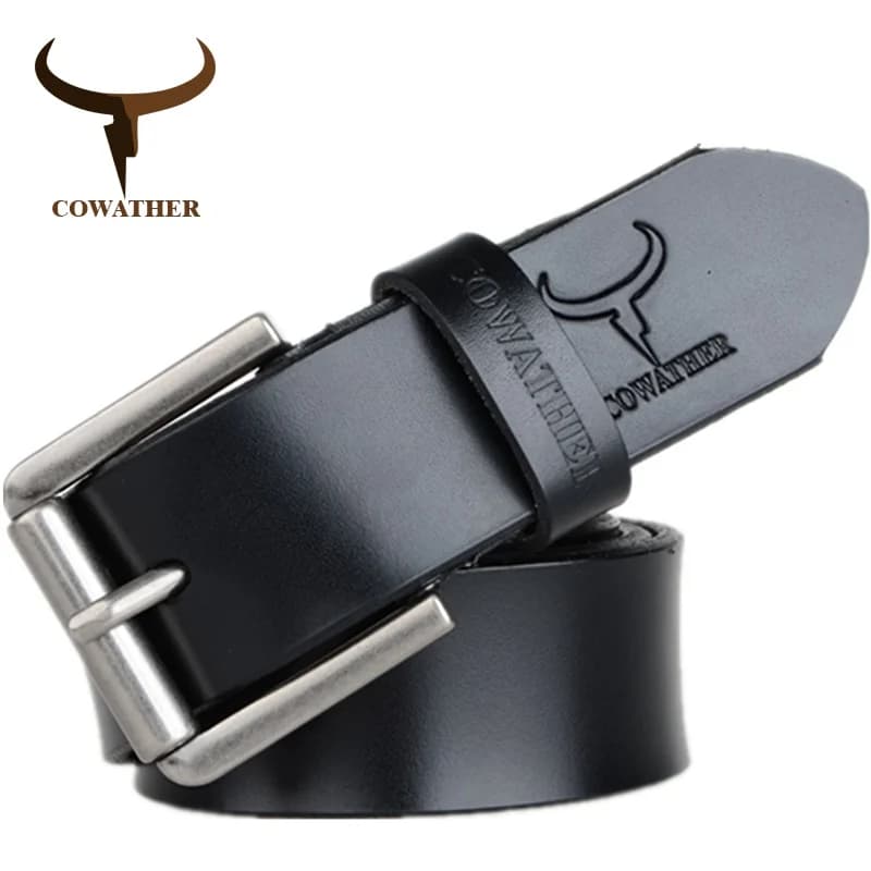 COWATHER cow genuine leather mens belt for men high quality luxury three colors 100-130cm belt for men