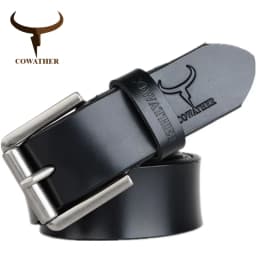 COWATHER cow genuine leather mens belt for men high quality luxury three colors 100-130cm belt for men