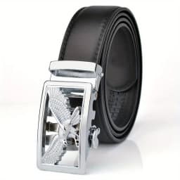 Men's Belt Leather Automatic Buckle Business Casual High-quality Golden Silver Eagle Pattern Leather Belt with Automatic Buckle