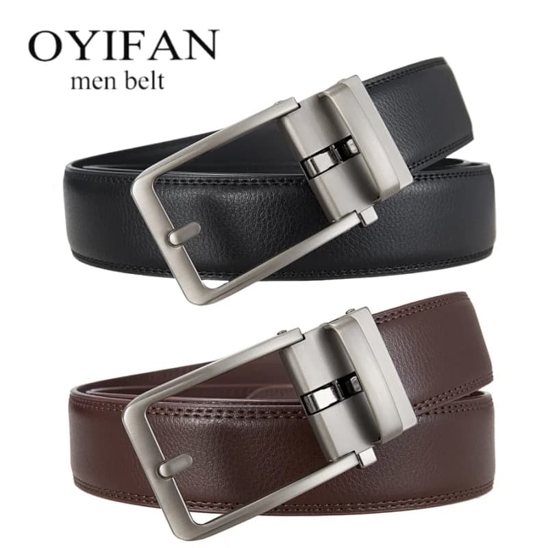 Men's belts fake pin buckle belts popular styles durable soft PU leather business belts automatic buckle belts adjustable belts