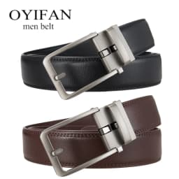 Men's belts fake pin buckle belts popular styles durable soft PU leather business belts automatic buckle belts adjustable belts