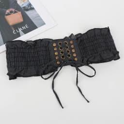 10x66cm Elegant Ruffles Wide Belts Denim Blue Lace Up Waist Belt Vintage Elastic Waistband Casual Dress Coat Girdle For Women