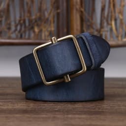 New Men's Non-Perforated Leather Belt, Smooth Buckle, Top Layer of Cowhide, Retro Simple and Versatile Denim Belt