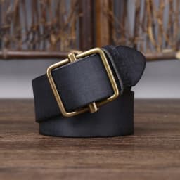 New Men's Non-Perforated Leather Belt, Smooth Buckle, Top Layer of Cowhide, Retro Simple and Versatile Denim Belt