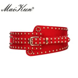 Maikun Belts for Women Punk Style Female Belt Cummerbund Wide Irregular Pin Buckle Women Belt