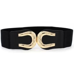 Women Wide Elastic Waist Belt Ladies Retro Fashion Cinch Stretchy Stylish PU Leather Dress Waistband
