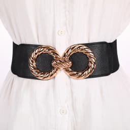 Women Wide Elastic Waist Belt Ladies Retro Fashion Cinch Stretchy Stylish PU Leather Dress Waistband